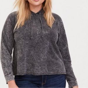 Torrid Black Mineral Wash Midi Hoodie Size 2